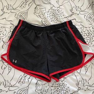 Under Amour black and red running shorts